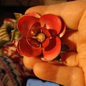 Red Floral Brooch